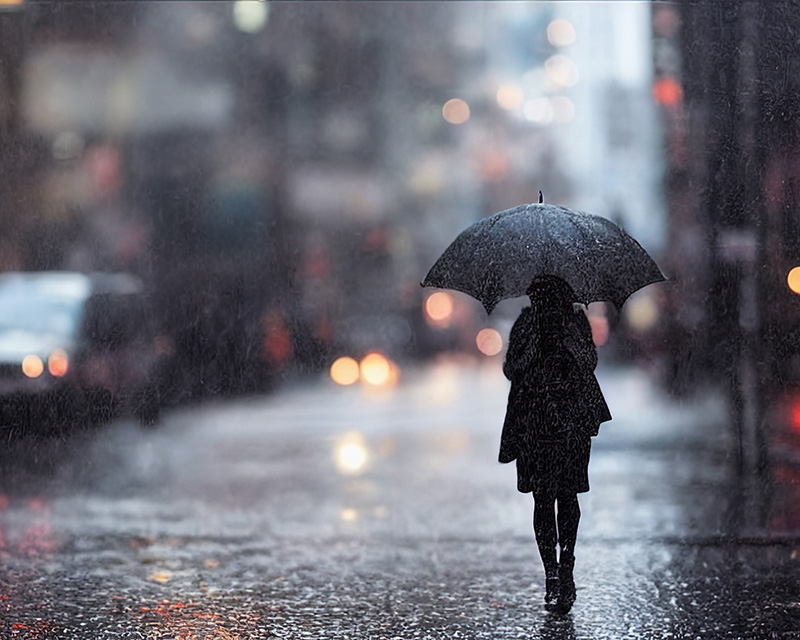 Woman holding an umbrella on a NYC street